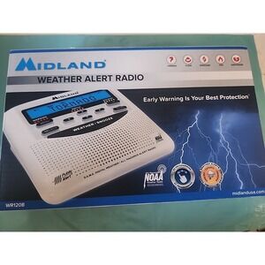 MIDLAND WR-120B EMERGENCY WEATHER ALERT RADIO ALARM‎ CLOCK BATTERY OP NO ADAPTER